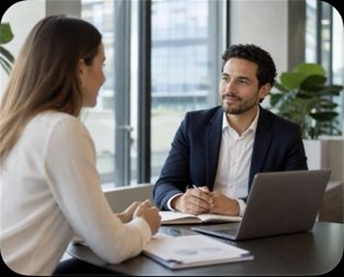 A consultant listening to a client